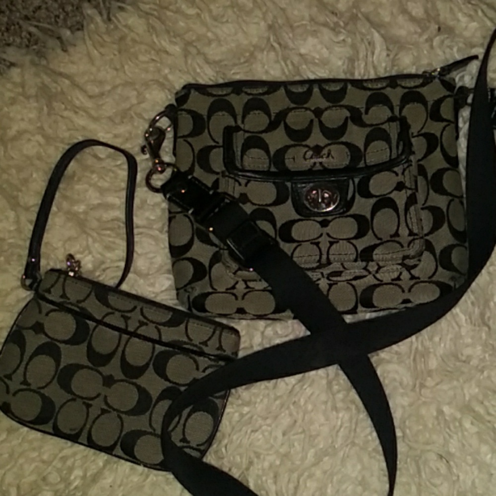 Real Coach crossbody and wallet wristlet